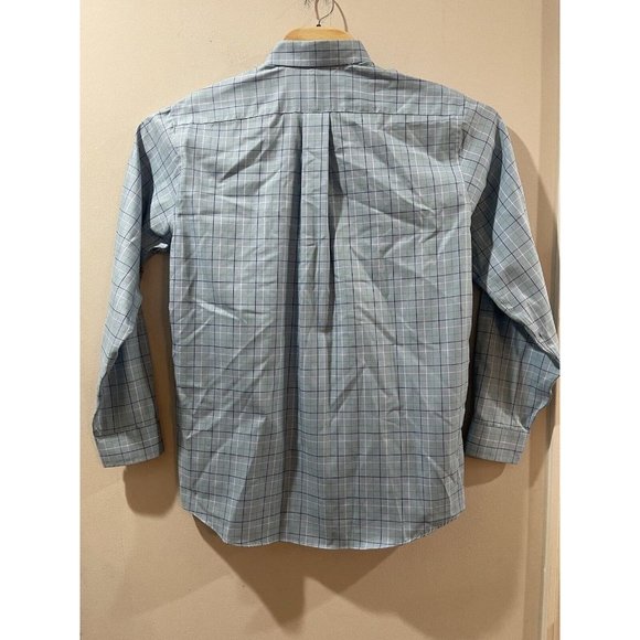 LL‎ Bean Button Shirt Mens M Reg Traditional Fit Blue Check Wrinkle Resistant - Picture 2 of 5